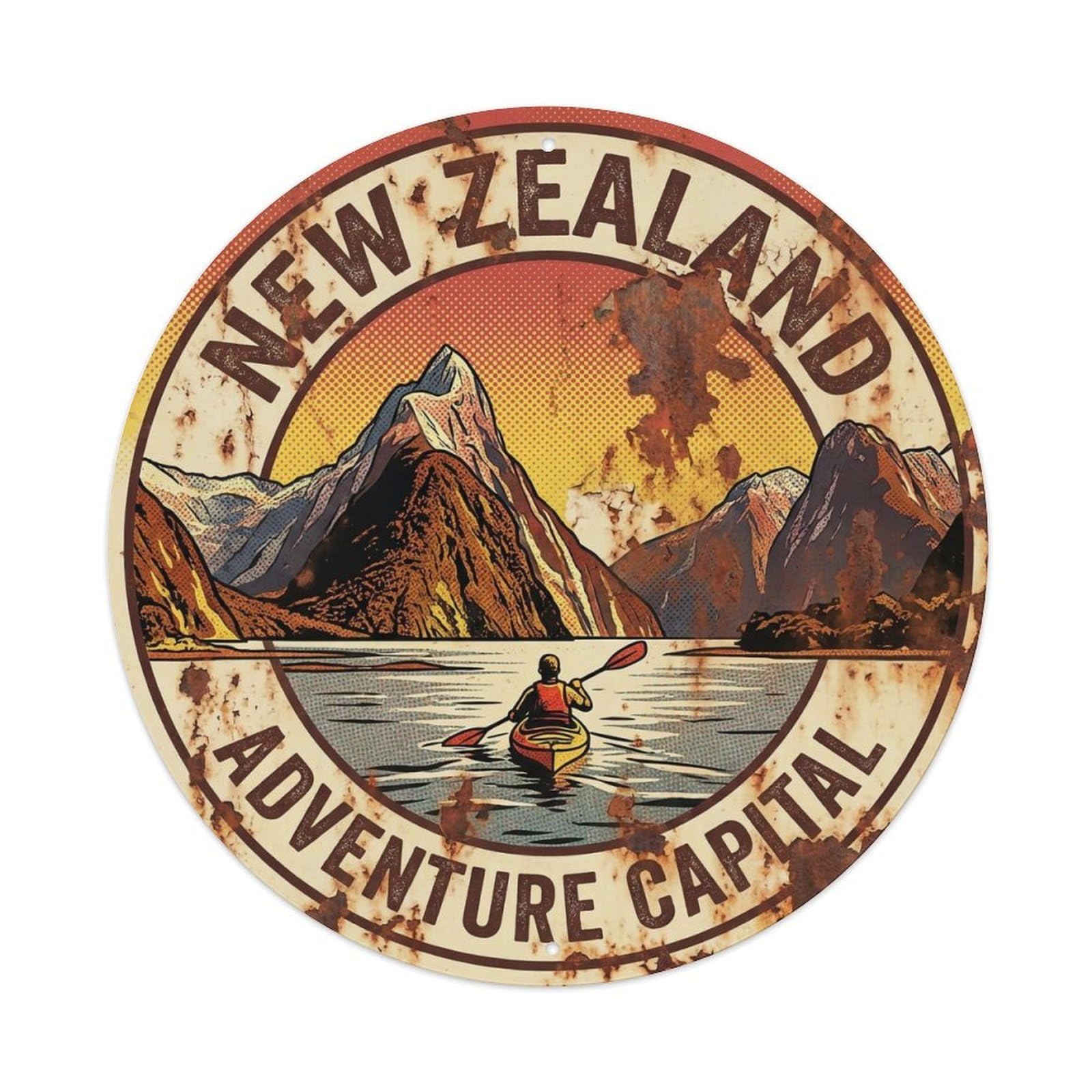 Vintage Travel New Zealand Gem Vintage Metal Tin Sign Plaque Wall Decor for Cafe, Club Bar, Office, Garden Metal Poster 8x8Inch