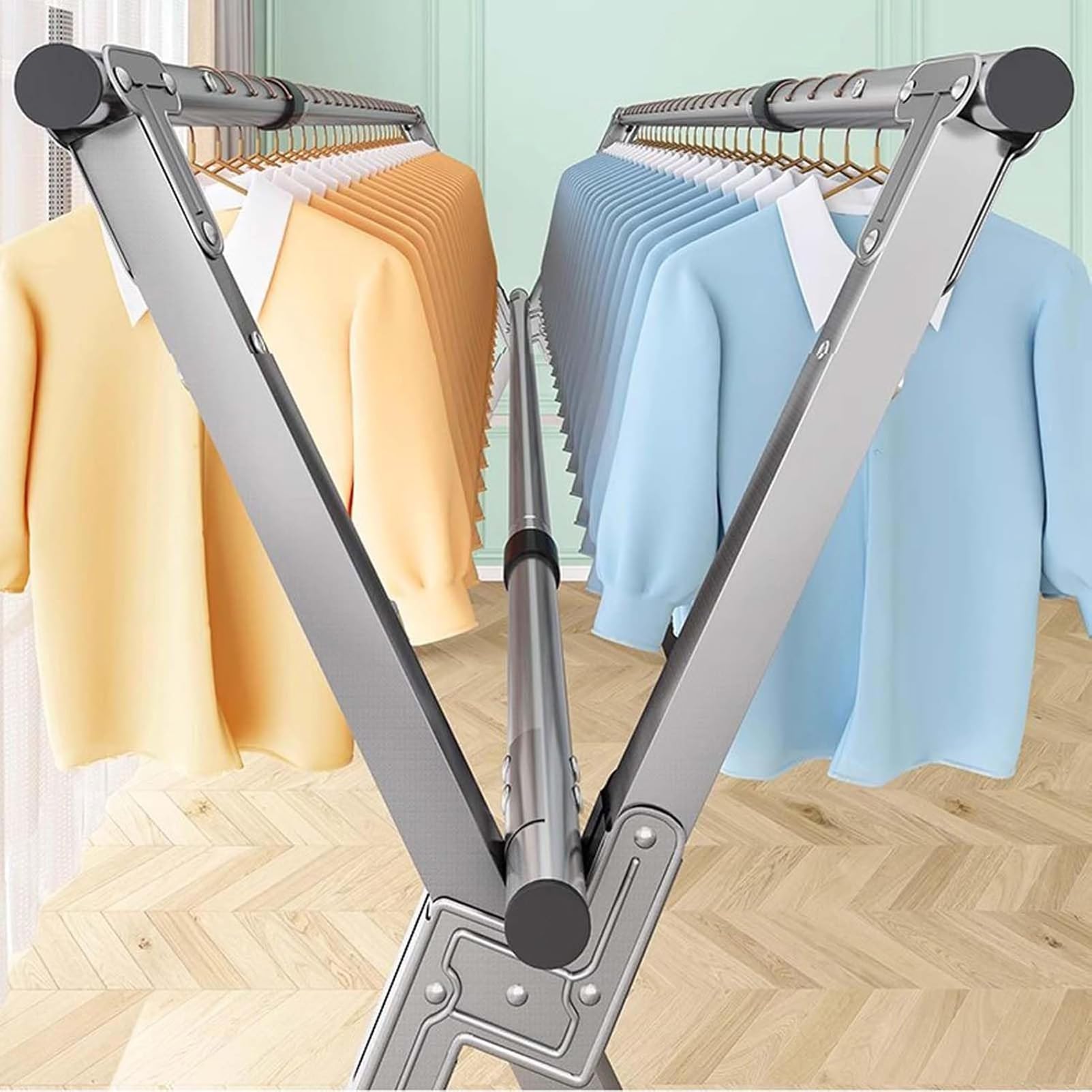 Stendibiancheria pieghevole per esterni, con ruote, resistente, in acciaio inox, con ruote, 150 pezzi