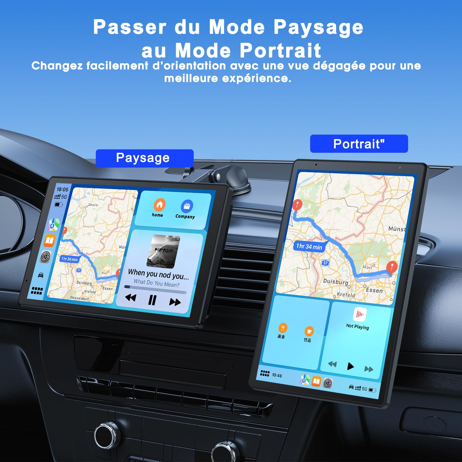 Avylet Écran CarPlay Voiture 8" Portable CarPlay & Android Auto sans Fil, | Écran Tactile IPS HD, Mirror Link et Mise à Jour OTA, Caméra de recul AHD 1080P, Bluetooth, Navigation GPS, Commande Vocale