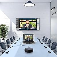 Vista 2 de Altavoz y micrófono de conferencia, 10 micrófonos AI, captación de voz de 360° y reducción de ruido, altavoz USB para sala de conferencias de 10 a
