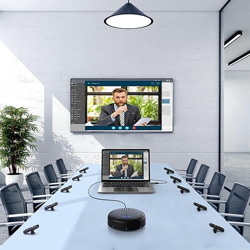 Miniatura 3 de Altavoz de conferencia y micrófono con 10 micrófonos inalámbricos, captación de voz de 360 y reducción de ruido AI, altavoz USB compatible con 10