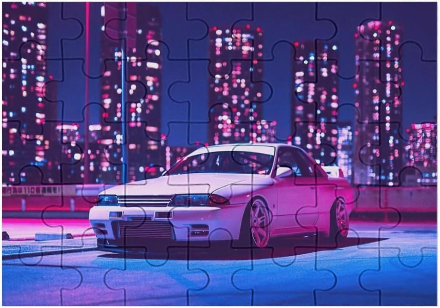 JDM Car Jigsaw Puzzle Retrowave Modified Car Wooden Jigsaw Puzzles for Adults and