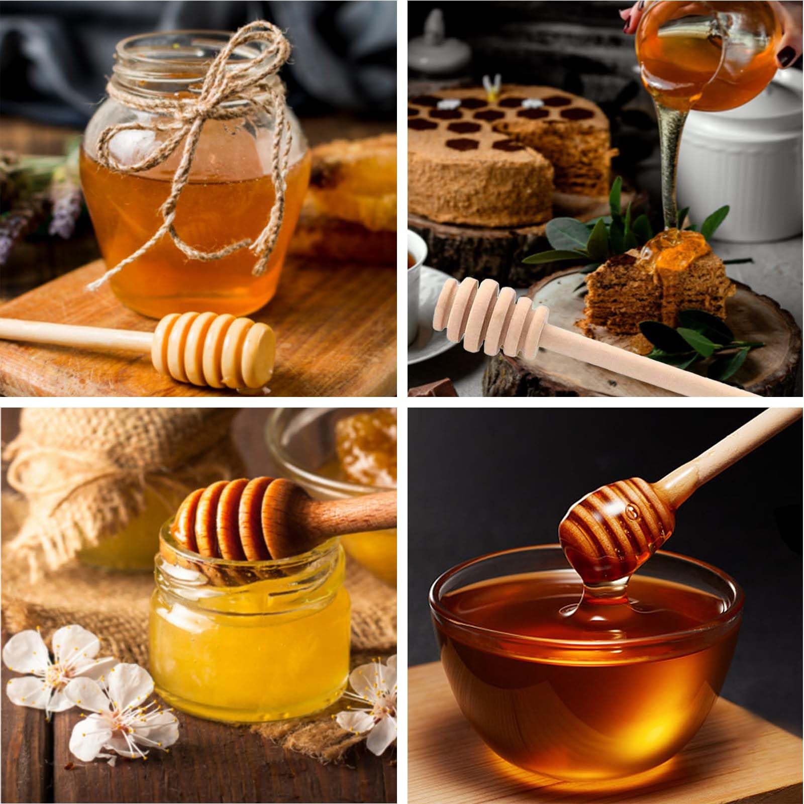 Set Cucchiai Per Miele In Legno - 4 Agitatori E 2 Cucchiai - Per Sciroppo E Marmellata - Foto 10