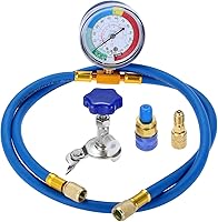 Vista 1 de Kit de manguera de recarga R134A R12 R22 con calibre, kit de manguera de carga de refrigerante de CA de 51 pulgadas con válvula de grifo