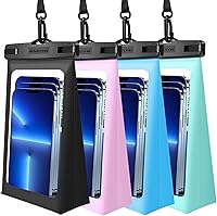 Vista 35 de Paquete de 4 bolsas flotantes impermeables para teléfono, protector flotante transparente con cordón, funda universal grande flotante a prueba