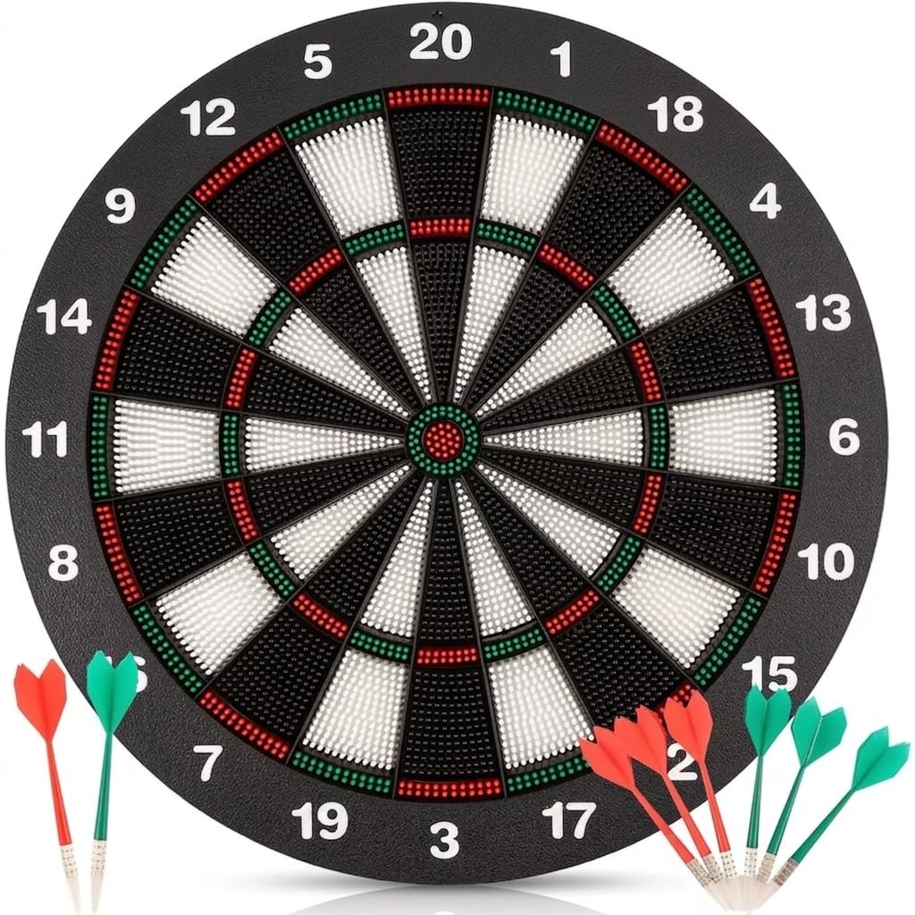 Soft Tip Dartboard Set, 42cm, Includes 6 Soft Darts, Indoor Family Game for Adults
