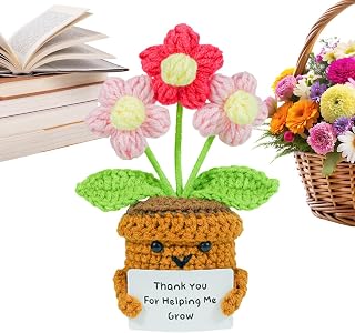 Generisch Handmade Crochet Flowers in Pot,Handgefertigte Wertschätzungs-Schreibtisc…