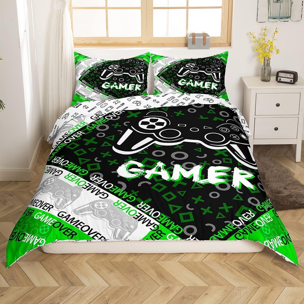 CHEFFS Gaming Bettwäsche 135x200 - Gamepad Design Für Gamer Kids