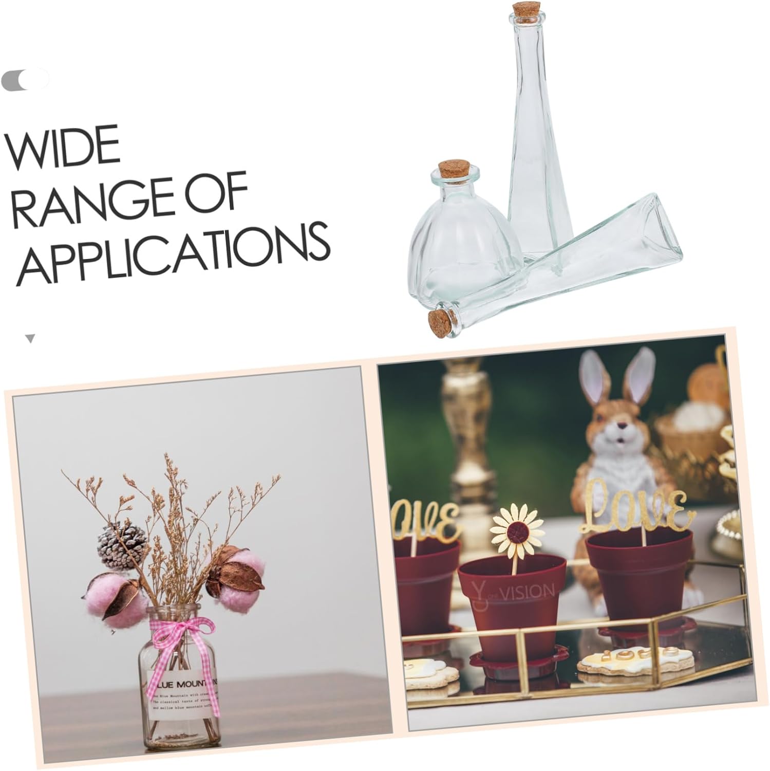 Zerodeko 3Pcs Wedding Sand Ceremony Vintage Glass Bottles with Cork Stoppers Decorative Keepsake Jars for Honeymoon and Ceremony for Unity Rituals and Unique Wedding