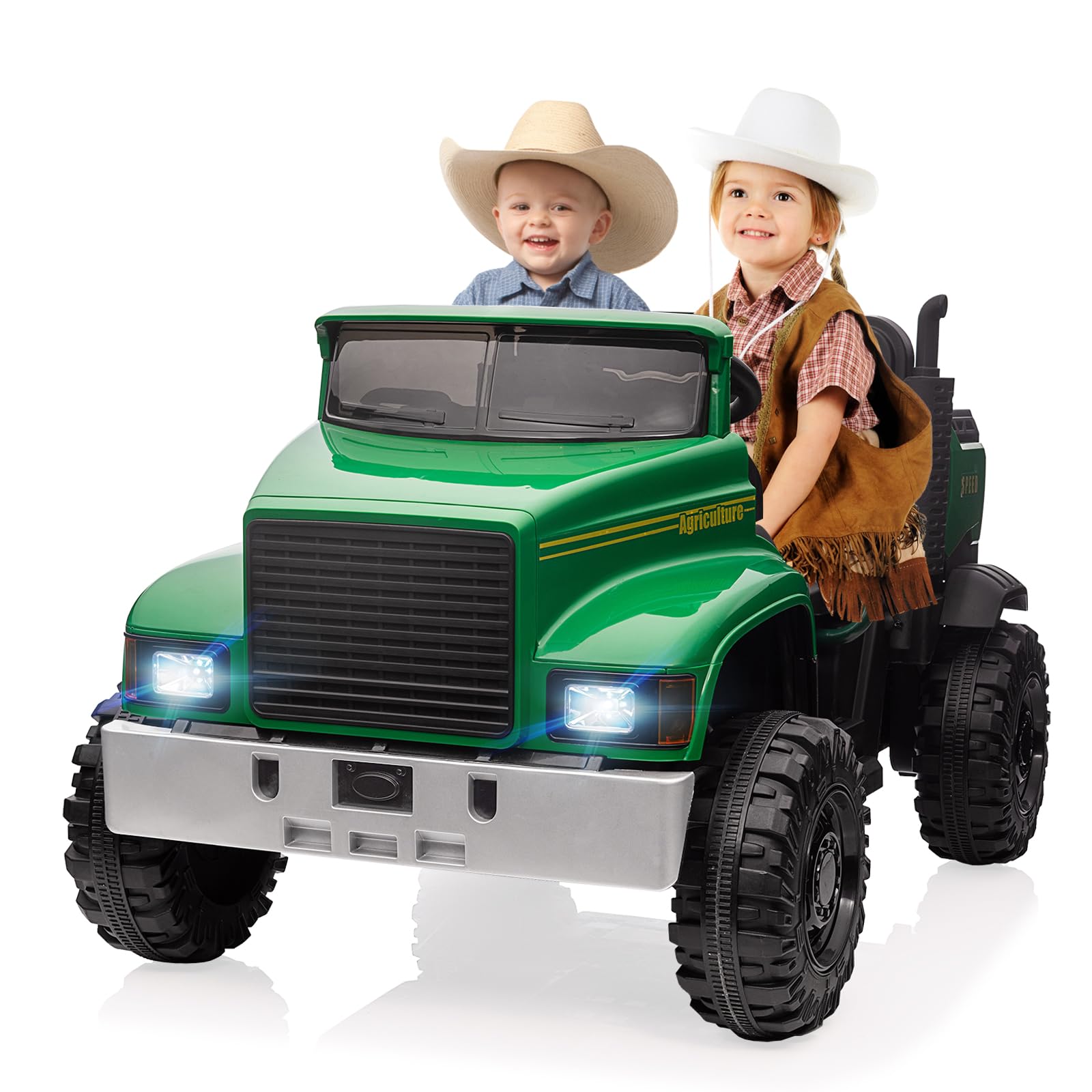 24V Ride On Truck 2-Seater UTV with 2x200W Motor, Dump Bed/Shovel, Remote Control Electric Vehicle for Boys and Girls, Non-Slip Tyres