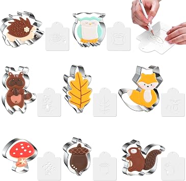ZADE Woodland Cookie Cutters,Fox cookie cutter Leaf Mushroom Cartoon Animals Cookie Cutter Set Biscuit Sandwish Mold Stainless Steel Fondant Cutter, Pack of 16