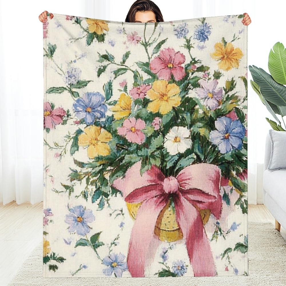 Couverture douillette flanelle fleurs plaid chaud canapé voyage lit 40x50