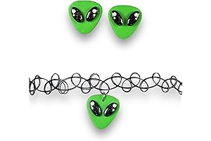 Alien Pendant Choker Necklace and Stud Earring Set