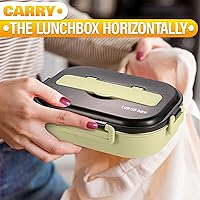 Vista 7 de Contenedor de almuerzo con retención de comida caliente, contenedor de almuerzo de oficina con compartimentos, acero inoxidable y plástico duradero