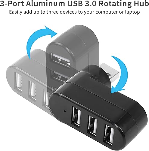 Miniatura 4 de Divisor de expansor USB de 3 puertos YACSEJAO 2 unidades giratorio de 180 grados USB 2.0 1 a 3 concentradores para unidad flash móvil HDD PC