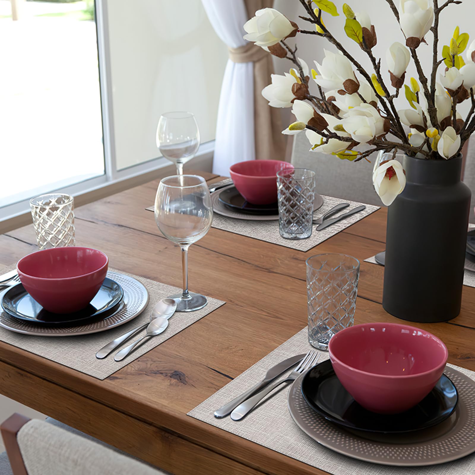 バール Floridy Cloth Placemats Set of 4, Heat-Resistant Woven