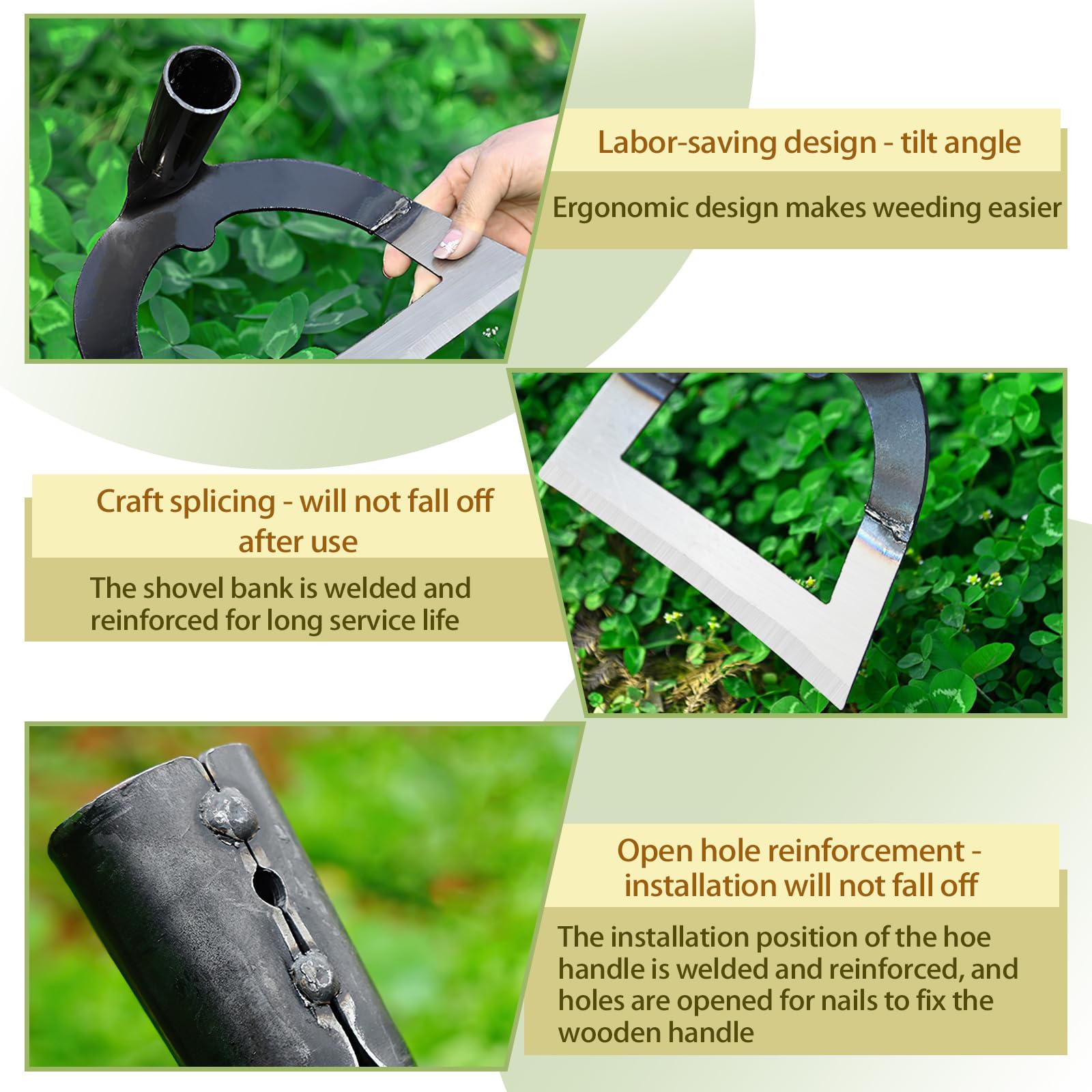Dispositivo para eliminar malas hierbas de jardín, azada hueca, herramientas de jardín para plantas de hortalizas, deshierbe, aflojamiento del suelo, herramienta de jardín multifuncional para