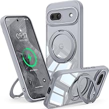 【360° Rotating Stand・Vertical and Horizontal Support】FONKCASE Google Pixel 8a Case Magsafe Compatible Ring with Magnet, Yellowing Prevention, Wireless Charging Compatible, Lens Protection, Shockproof