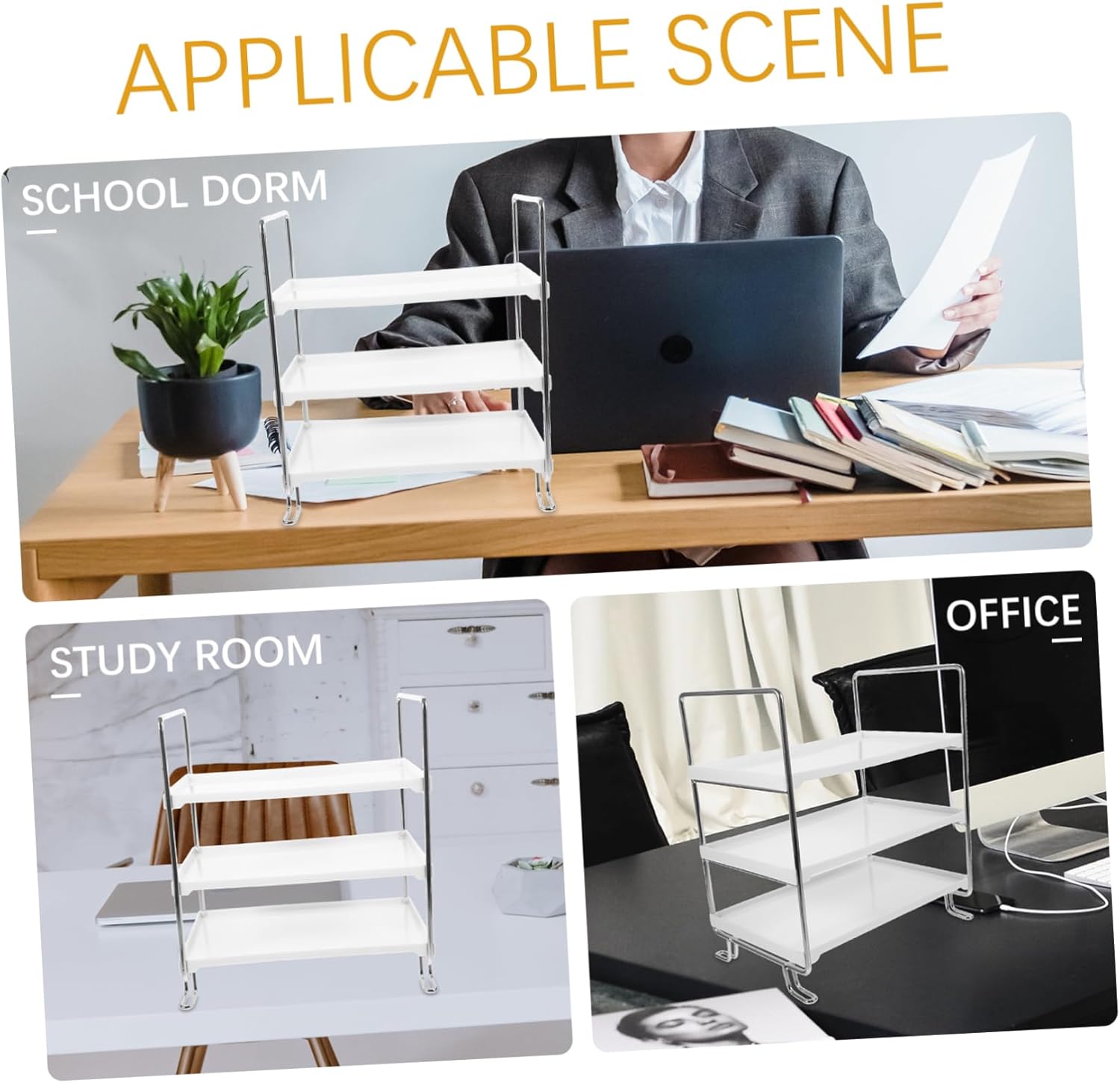Alipis Multi-Layer Storage Holder Desktop Organizer Rack for Office and Suitable for Files and Documents Space-Saving for Study and Work Areas