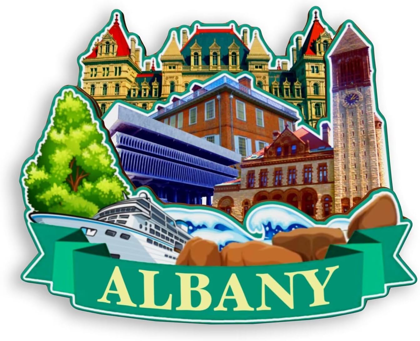 Refrigerator Magnet Albany New York USA Fridge Magnet City Travel Souvenirs Tourist Gifts 3D Classic Landmarks Handmade Crafts Home Decoration -1078