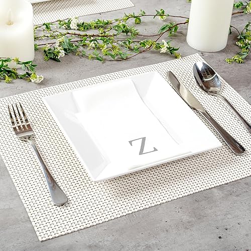 Miniatura 7 de Restaurantware Luxenap - Toallas de cocina de 15.8 x 7.9 pulgadas, 50 toallas de mano con letras, letras plateadas, letra "Z", fuente Sans Serif,