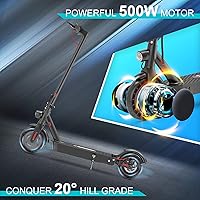 Vista 4 de iScooter Scooter eléctrico MAX - Motor de 500 W, rango de 22 millas, velocidad máxima de hasta 21 MPH, neumáticos sólidos de 10 pulgadas