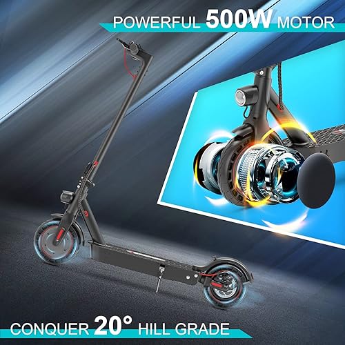 Miniatura 4 de iScooter Scooter eléctrico MAX - Motor de 500 W, rango de 22 millas, velocidad máxima de hasta 21 MPH, neumáticos sólidos de 10 pulgadas