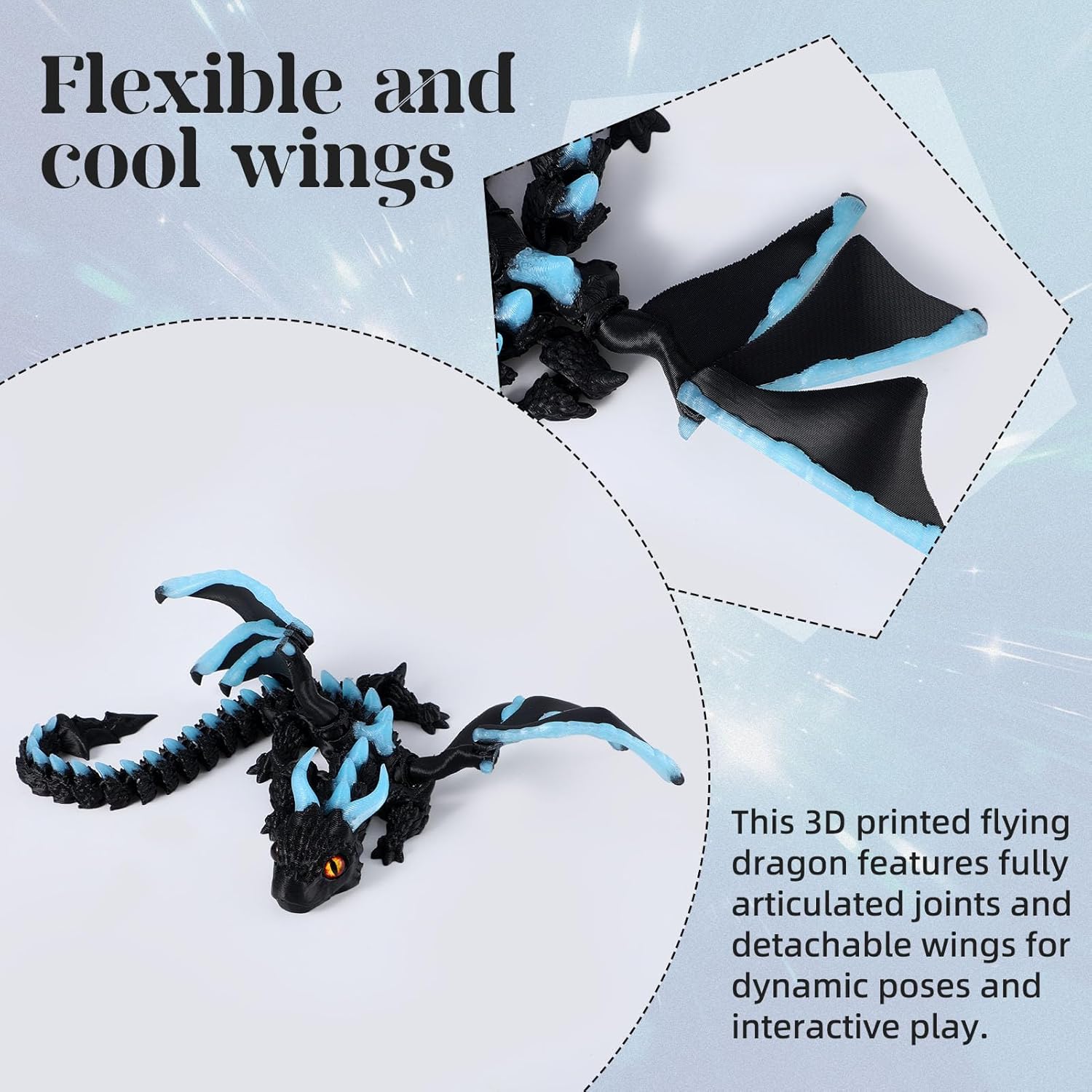 3D Printed Dragon Glow in The Dark with Matching Egg Articulated 3D Printed Animals Fidget Toys for Home Decor