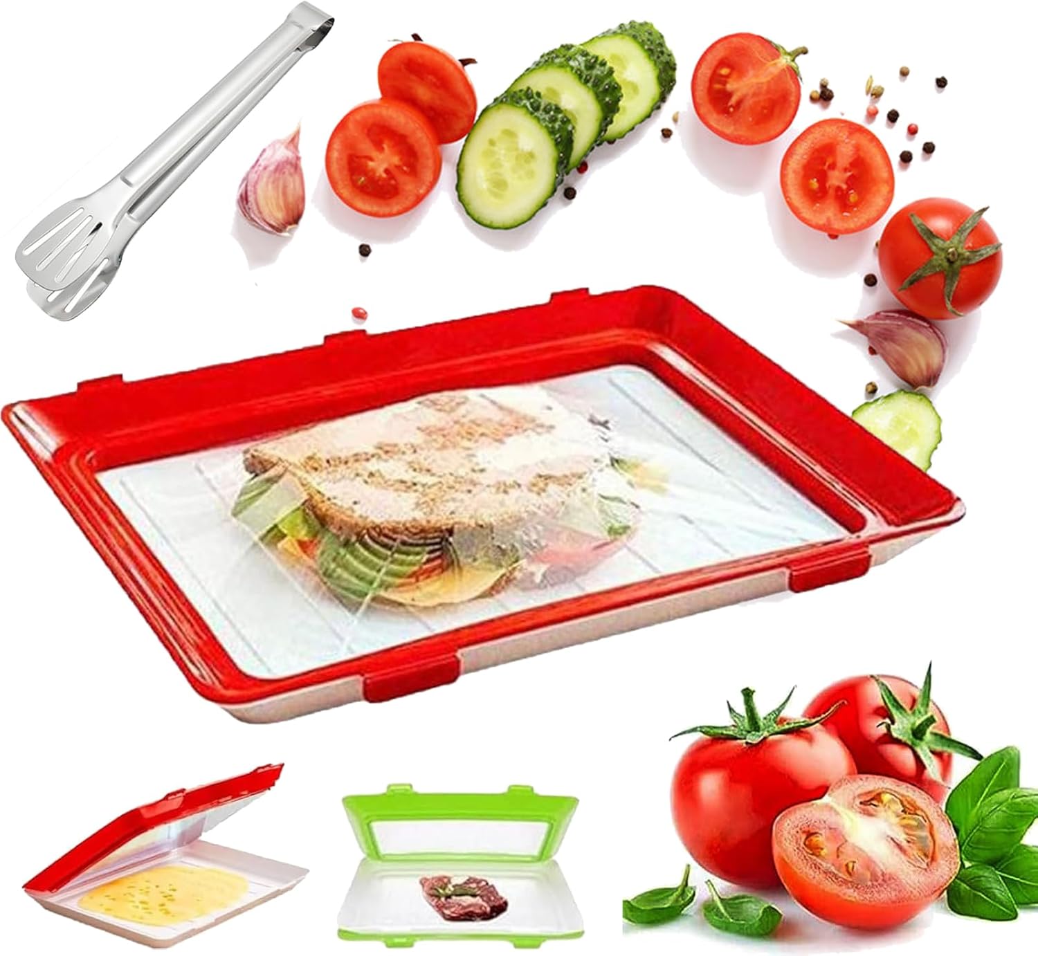Meritdeteno Food Preservation Tray, Reusable Food