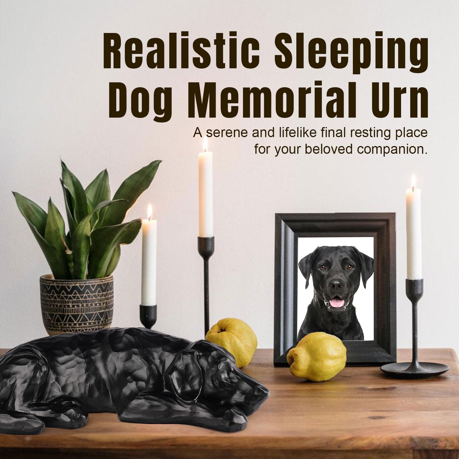 Regalo commemorativo per cani - Urna per ceneri in resina scolpita, regalo di simpatia per la perdita di un cane, ricordo commemorativo per animali domestici (Nero)