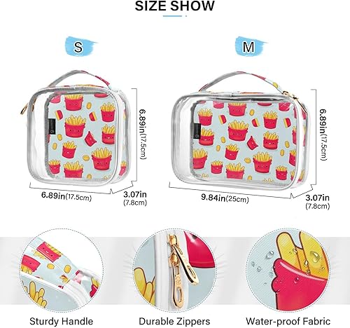 Miniatura 4 de Kawaii Franch Fries Clear Toiletry Bag for Traveling,2 Pack Makeup Cosmetic Bag with Zipper,Travel Bag for Toiletries,Travel Essentials 21214981