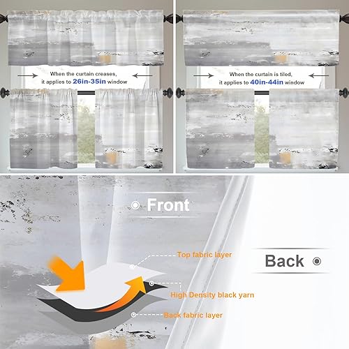 Miniatura 816 de Cenefas de cocina modernas con patrón de cobre marrón dorado para ventanas, cenefas opacas abstractas de marcas de arañazos y cortinas opacas