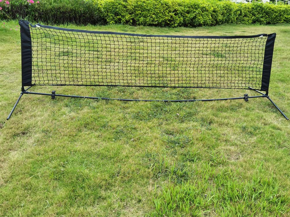 Glople Portable Tennis Net Set - 10 Ft Net for Tennis, Soccer Tennis, Pickleball - Easy Installation Nylon Sports Net with Poles - for Indoor or Outdoor Court, Beach, Driveway,Park- All Black Colour