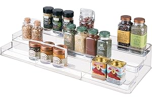 mDesign Plastic Shelf Adjustable & Expandable Spice Rack Organizer for Cabinet