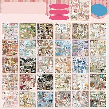 Alideco 30pcs Scrapbook Stickers Vintage Cute and Delicate Embroidery, Food, Plants and animalsl Sticker Book for Adults Sticker journaling Stickers for Scrapbooking liuguangmanyu