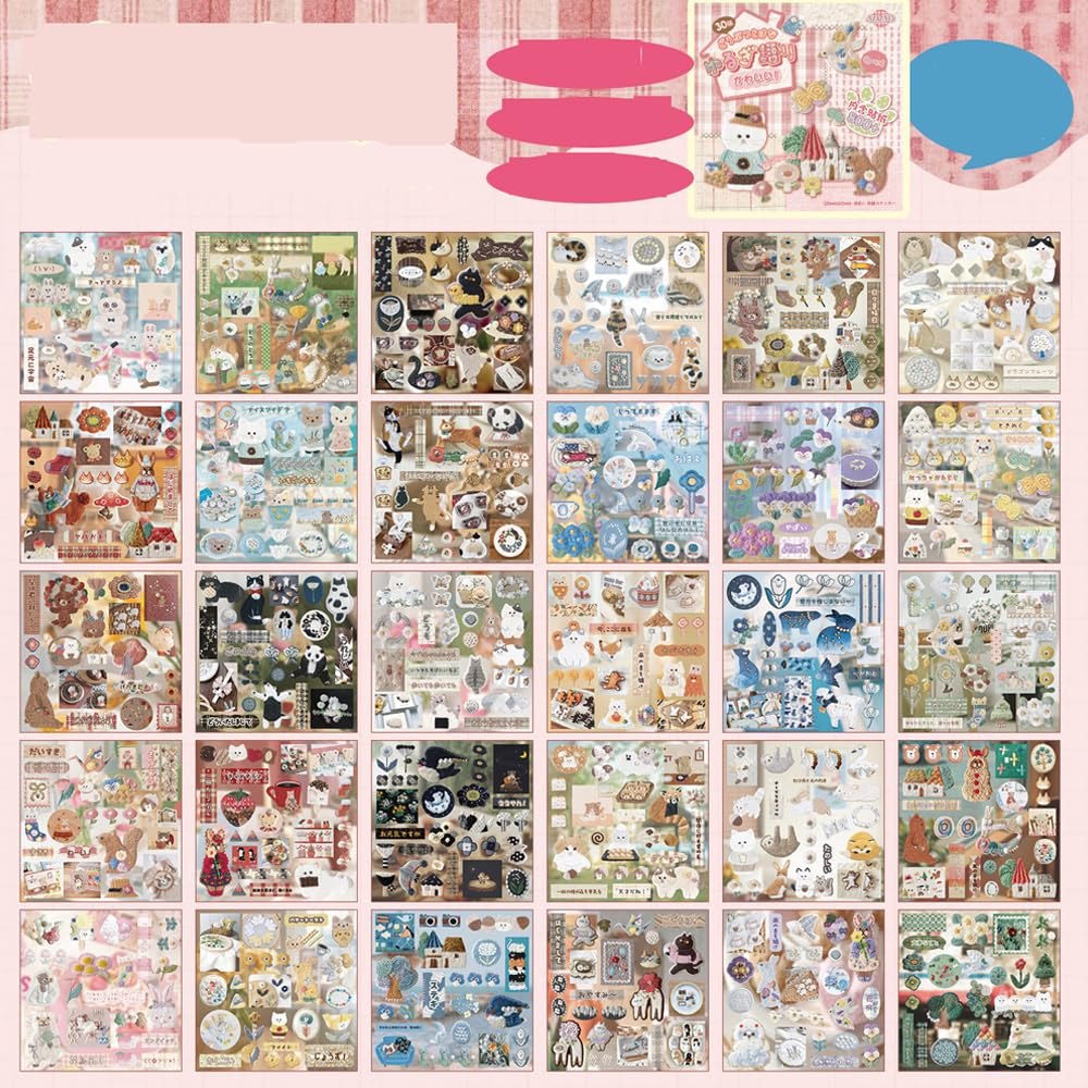 Autocollants scrapbooking vintage Alideco | Lot de 30 stickers mignons