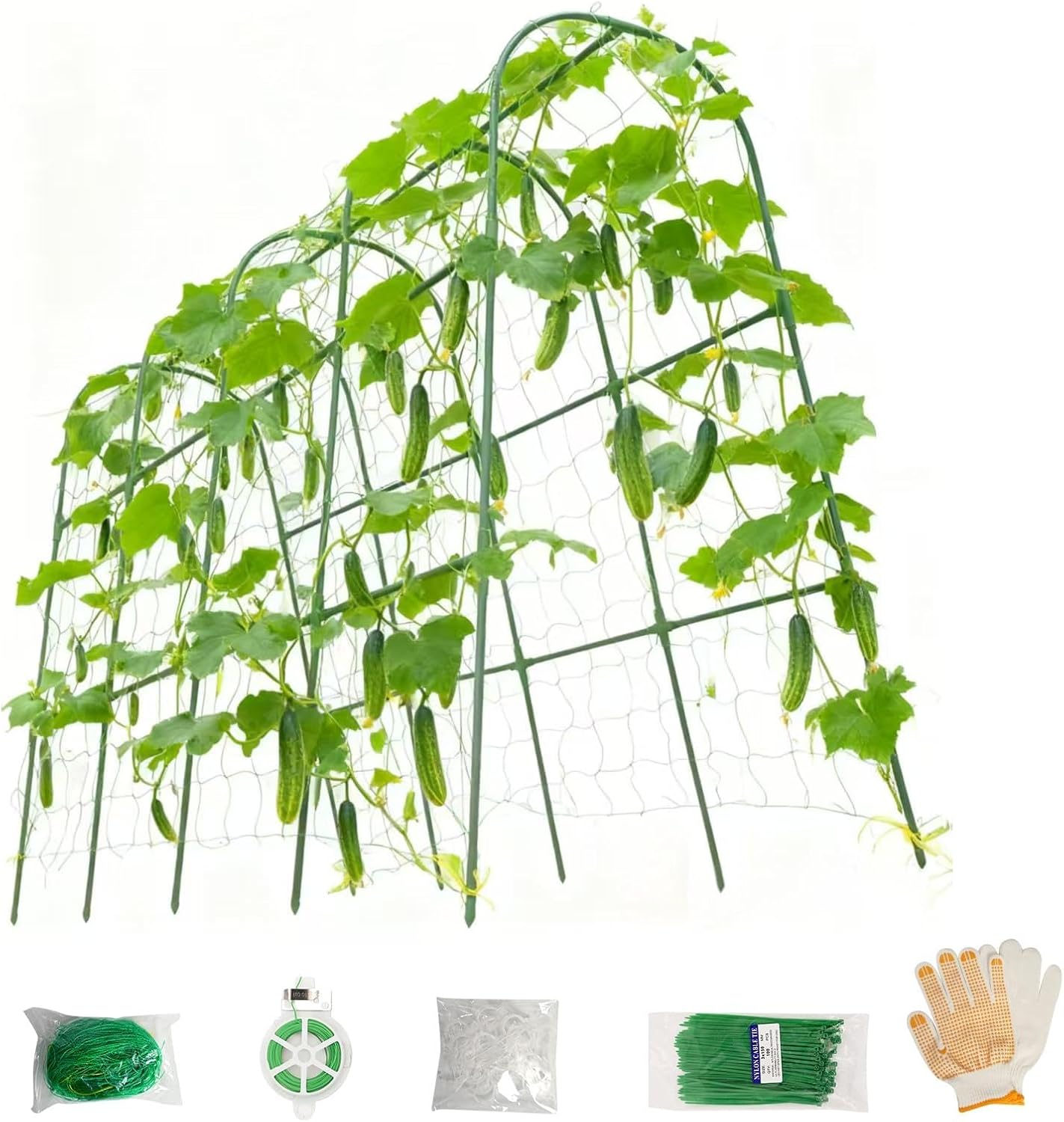 Cucumber Trellis for Raised Beds & Gardens - Sturdy Arch Trellis for Climbing Plants, Tomatoes, Peas & & Beans | Outdoor Vegetable Support for Vines (63" Lx30 W x47.2 H)
