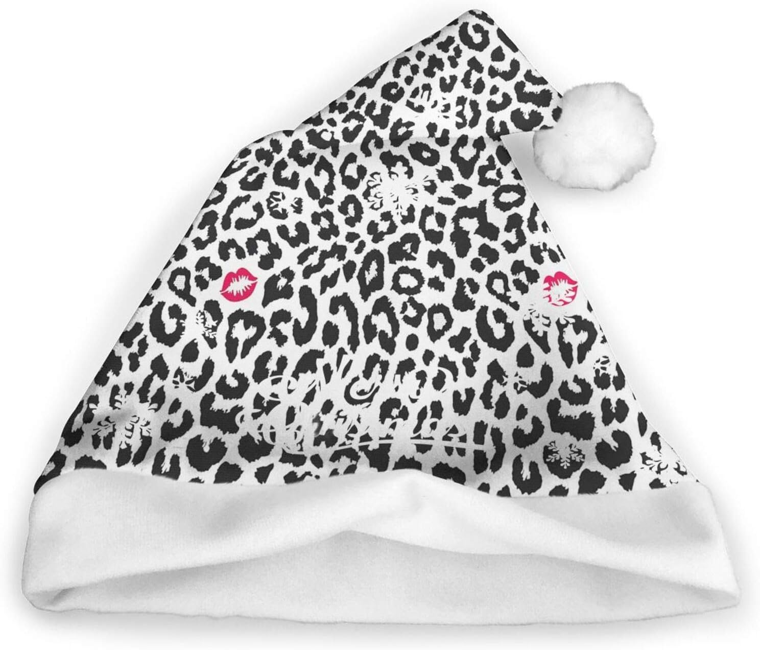 SAIKOUNOYA Santa Hat Leopard Cheetah Animal Print with Kiss