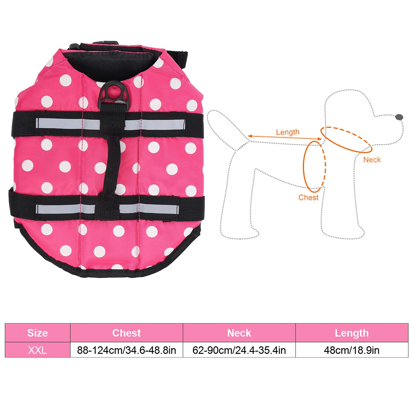 Gilets de Sauvetage pour Chiens pour la sécurité de la Natation | Gilet réglable pour Animaux de Compagnie à Haute flottabilité avec Bandes réfléchissantes et poignée à Prise (XXL)