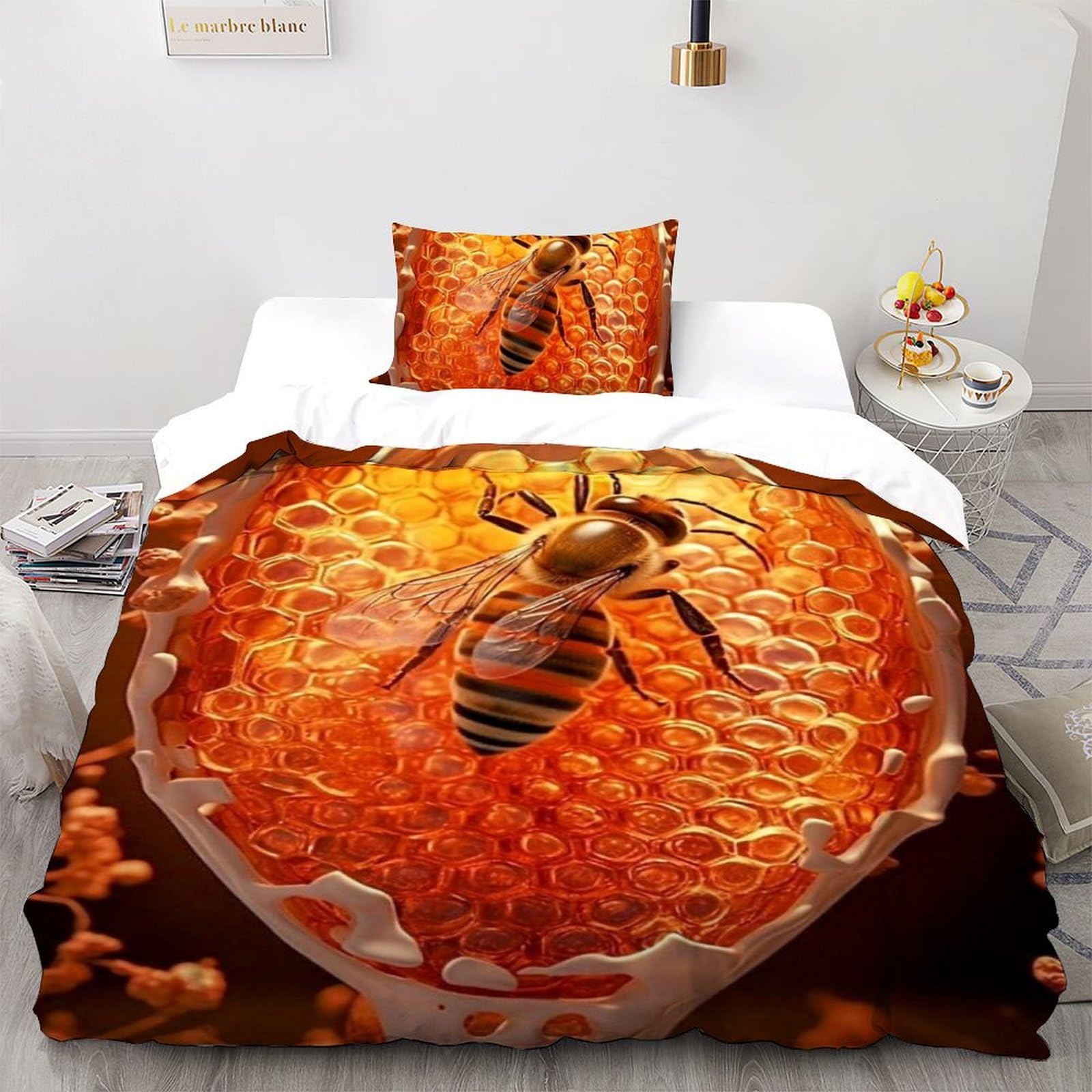 Housse de couette single 135x200cm abeille imprimé 3D haute définition