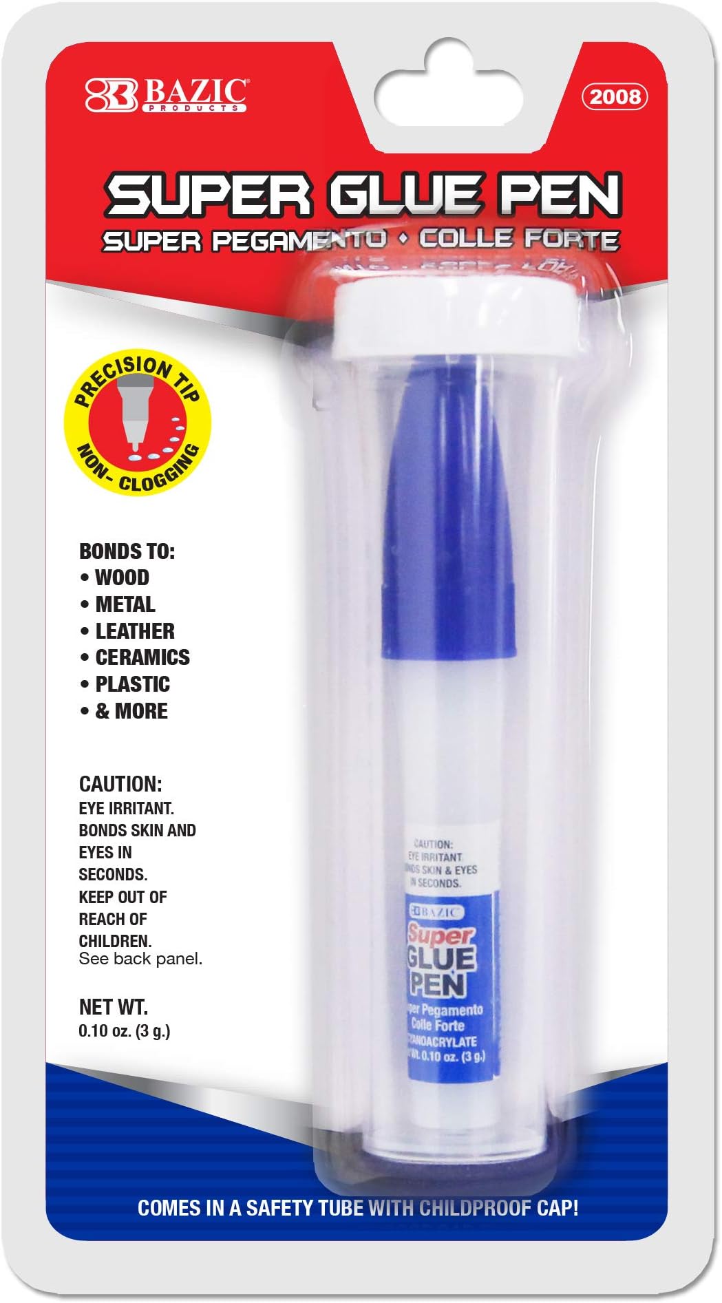 BAZICSuper Glue Pen Precision Tip Applicator 3g/0.10 Oz, Precise Control Clear Adhesive Fluid Liquid Tube, for Office & Home Improvement, 1-Pack