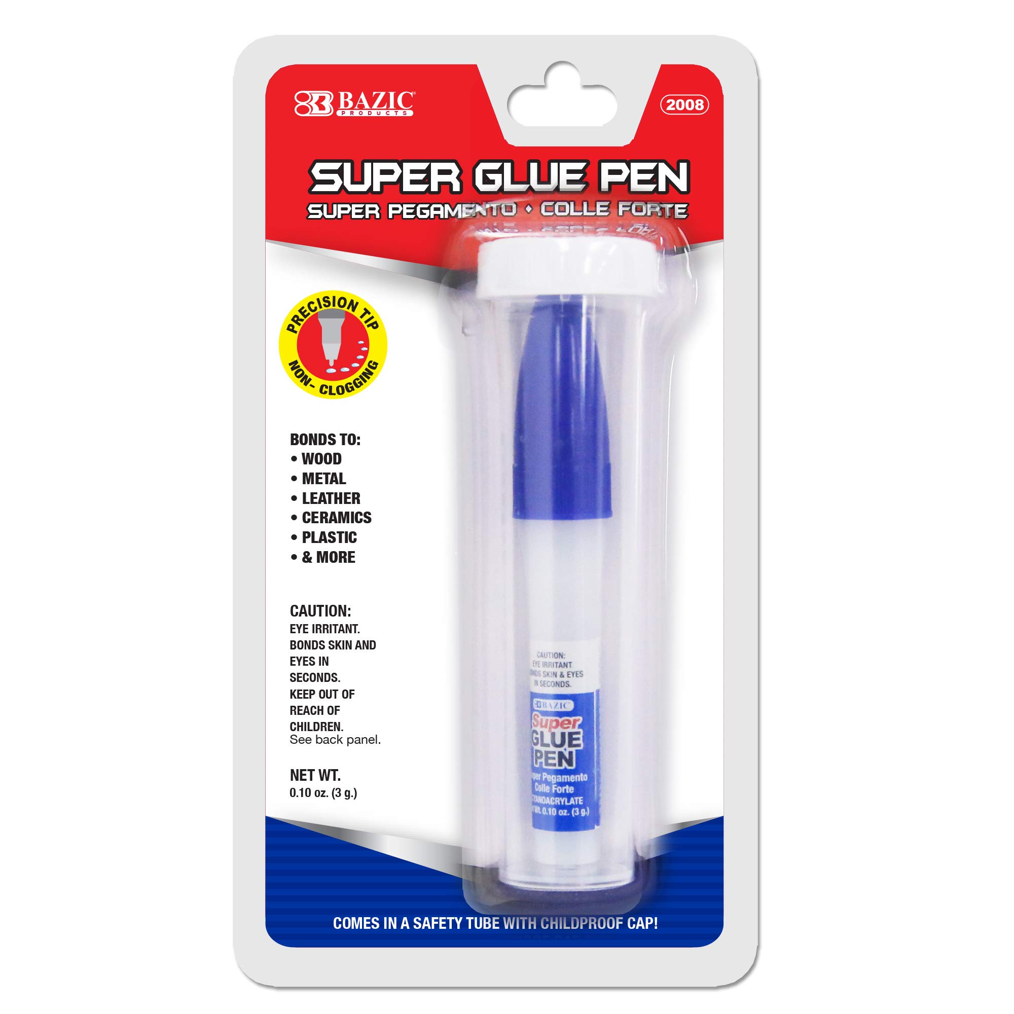 BAZICSuper Glue Pen Precision Tip Applicator 3g/0.10 Oz, Precise Control Clear Adhesive Fluid Liquid Tube, for Office & Home Improvement, 1-Pack