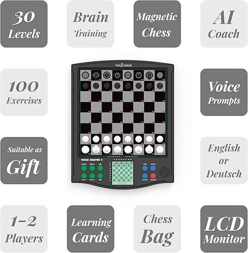 Miniatura 3 de TOP 1 CHESS Classic Voice Master - Juego de ajedrez electrónico para mayores de 6 años, 1-2 jugadores, mejora las habilidades con juegos de ajedrez