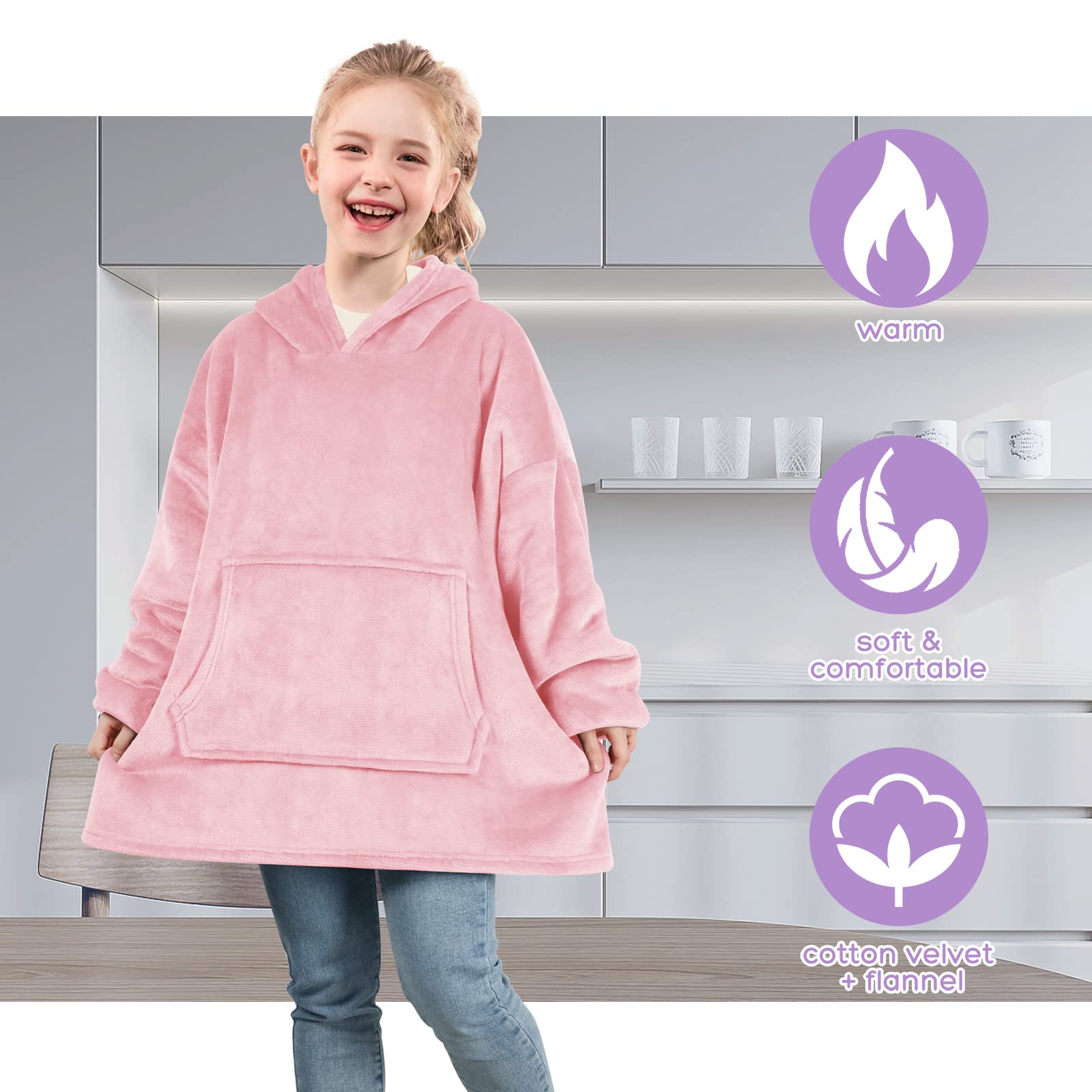 Uplayteck Sudadera con Capucha para Niños, Pijama con Capucha Grande, Suave y Cálida, Acogedora, Batamanta Oversize Niños, para Uso en Interiores y Exteriores.