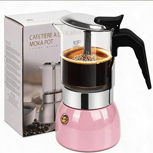 9 Cup Glass Clear Moka Pot Thickened 304 Stainless Steel