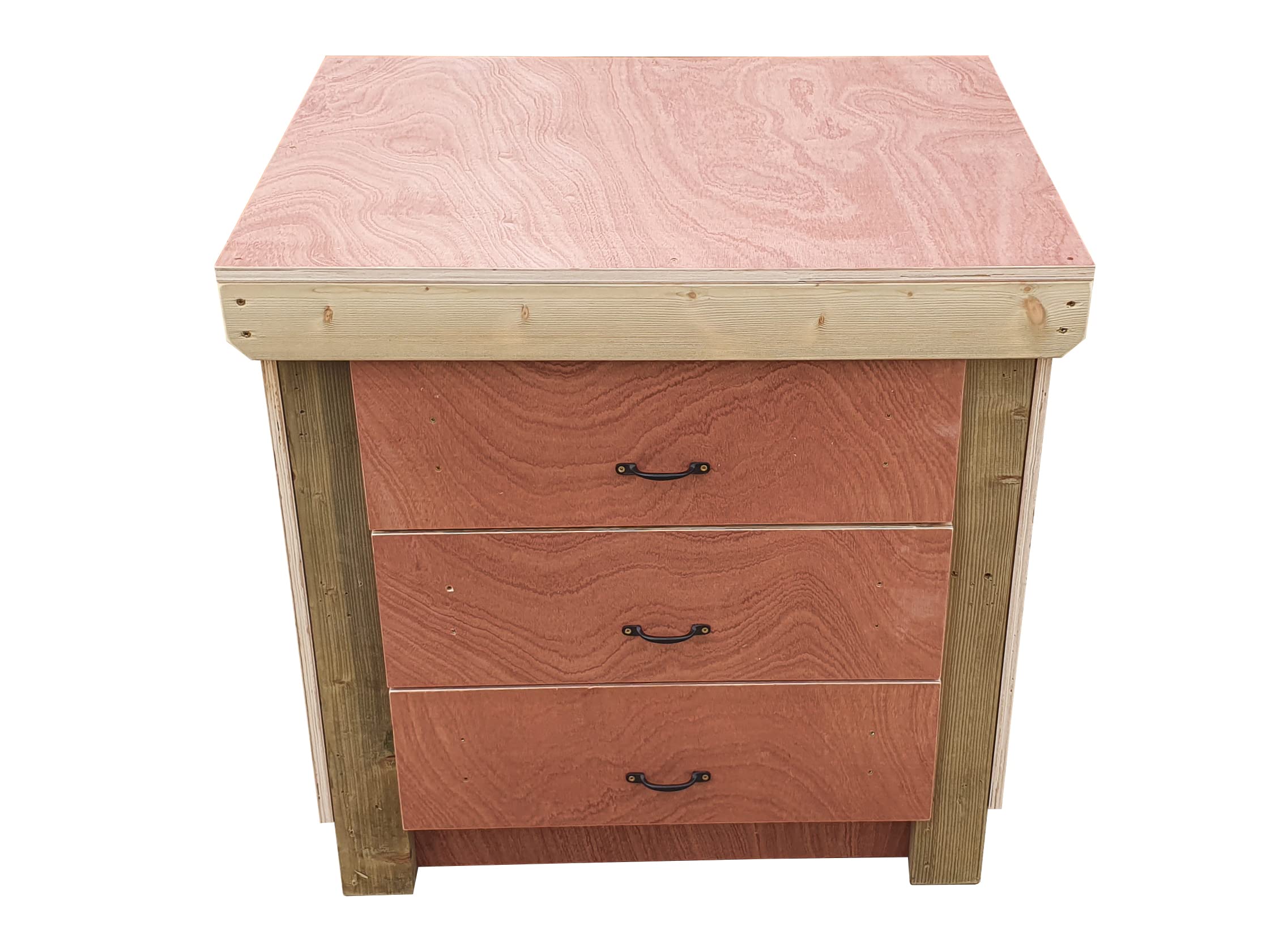 Arbor Garden Solutions Natural Wooden Workbench Tool Cabinet - 18Mm Eucalyptus Hardwood Top - Industrial Heavy-Duty Work Table (3Ft)