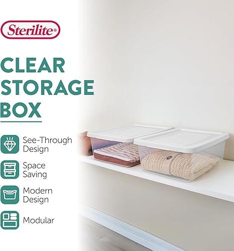 Vista 11 de Sterilite Paquete de 8 contenedores apilables con tapa, diseño de plástico transparente, 90 cuartos de galón