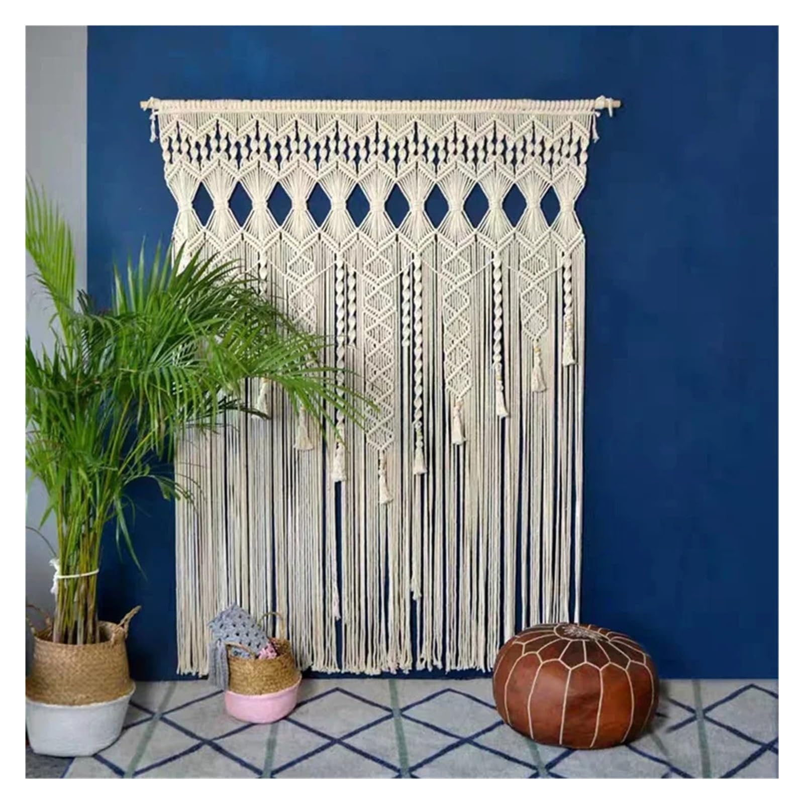 Rideau en macramé tissé à la Main, 1 pièce, Tapisserie Murale Suspendue for Porte et fenêtre pour Cuisine
