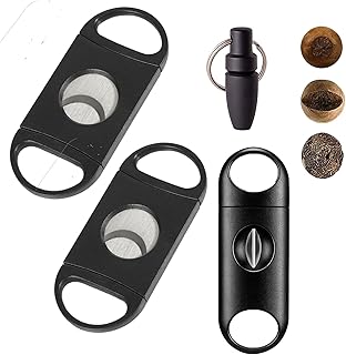 tlhaoa Cigar Cutter Cigar Punch Guillotine Cigar Cutter & V-Cut Cigar Cutter 4 Pack Perfect Combo of Cigar Accessories for Men (4)