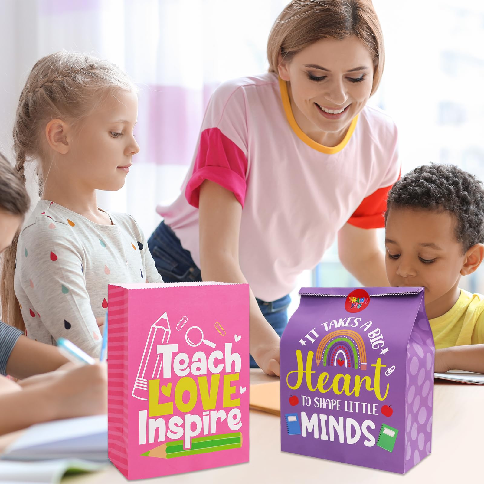 Fancy Land Teacher Appreciation Gift Bags 18 Pcs Thank You Teachers Paper Bags Party Favor Bright Color